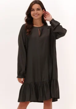 grijze scotch & soda mini jurk easy fit long sleeve dress with smock details