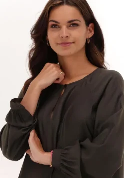 grijze scotch & soda mini jurk easy fit long sleeve dress with smock details