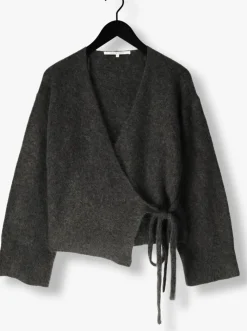 grijze second female vest brook knit wrap cardigan