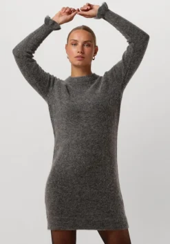 grijze selected femme mini jurk slfsia ras frill ls knit dress