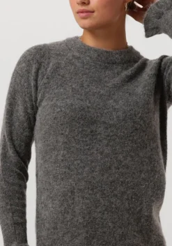 grijze selected femme mini jurk slfsia ras frill ls knit dress