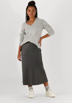 grijze selected femme trui slflulu new ls knit v-neck b noos