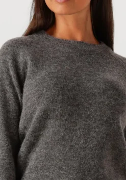 grijze selected femme trui slflulu ls knit o-neck
