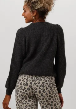 grijze selected femme trui slflulu ls structure knit o-neck