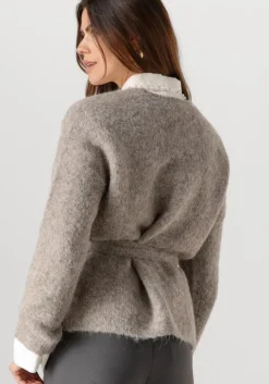 grijze selected femme vest slfgabella ls knit bow cardigan