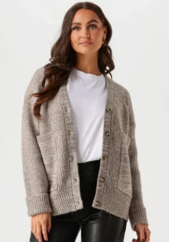 grijze selected femme vest slfalva ls knit cardigan