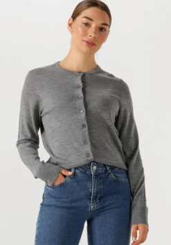 grijze selected femme vest slfthea ls knit merino cardigan