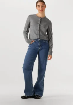 grijze selected femme vest slfthea ls knit merino cardigan