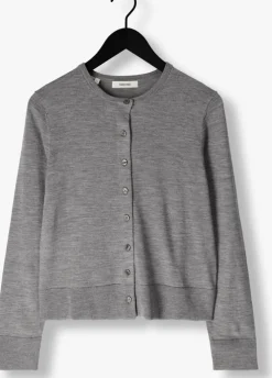 grijze selected femme vest slfthea ls knit merino cardigan