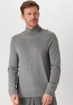 grijze selected homme coltrui slhtray ls knit merino roll neck