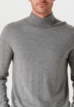 grijze selected homme coltrui slhtray ls knit merino roll neck