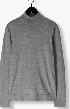 grijze selected homme coltrui slhtray ls knit merino roll neck