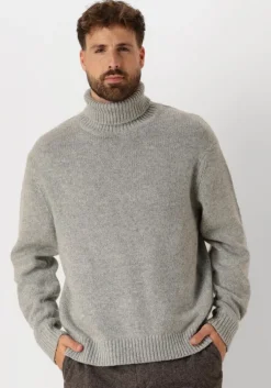 grijze selected homme coltrui slhcody ls knit relaxed roll neck