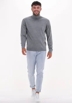 grijze selected homme coltrui town merino coolmax knit roll b