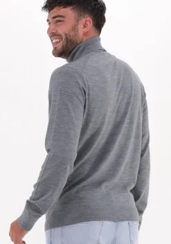 grijze selected homme coltrui town merino coolmax knit roll b