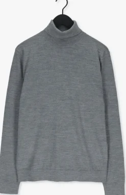grijze selected homme coltrui town merino coolmax knit roll b