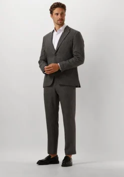 grijze selected homme pantalon slhslim-reed wool trs