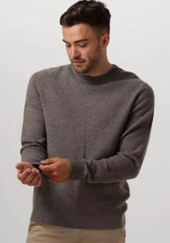 grijze selected homme trui slhross ls knit structure crew neck noos