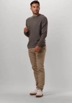 grijze selected homme trui slhross ls knit structure crew neck noos