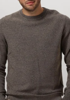 grijze selected homme trui slhross ls knit structure crew neck noos