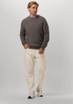 grijze selected homme trui slhross ls knit structure crew neck noos