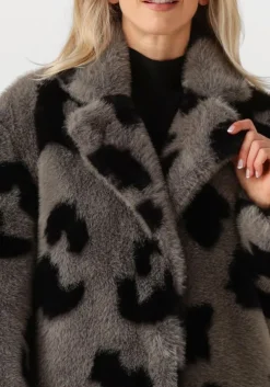 grijze silvian heach faux fur jas long furr coat lemos