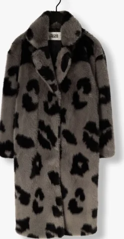 grijze silvian heach faux fur jas long furr coat lemos