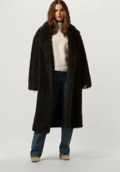 grijze stand studio faux fur jas genevieve coat