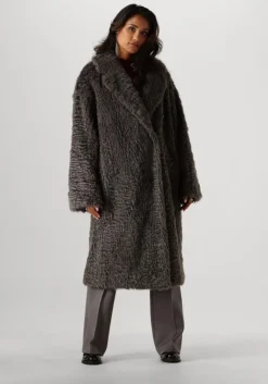 grijze stand studio faux fur jas nicole coat