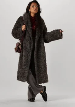 grijze stand studio faux fur jas nicole coat