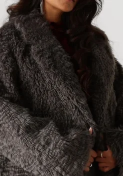 grijze stand studio faux fur jas nicole coat