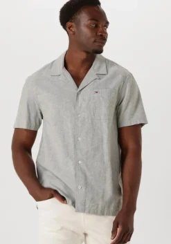 grijze tommy jeans casual overhemd tjm linen blend camp ss ext