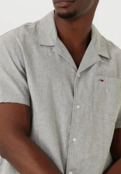 grijze tommy jeans casual overhemd tjm linen blend camp ss ext
