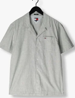 grijze tommy jeans casual overhemd tjm linen blend camp ss ext