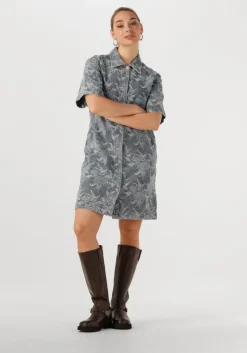 grijze y.a.s. maxi jurk yasflamera ss denim shirt dress
