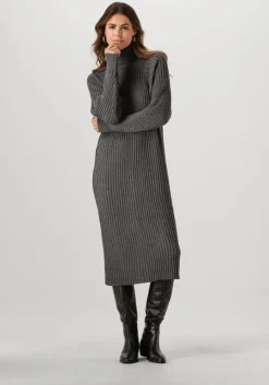 grijze y.a.s. midi jurk yasmavi knit midi rollneck dress