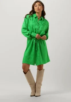 groene alix the label mini jurk ladies woven jacquard blouse dress