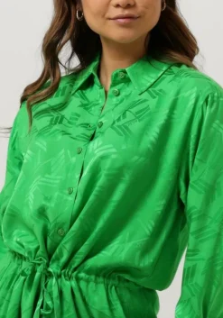 groene alix the label mini jurk ladies woven jacquard blouse dress