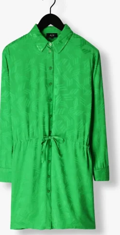 groene alix the label mini jurk ladies woven jacquard blouse dress