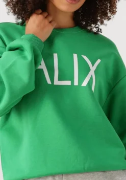 groene alix the label trui ladies knitted clean logo sweater