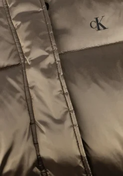 groene calvin klein gewatteerde jas monologo nd shiny long puffer