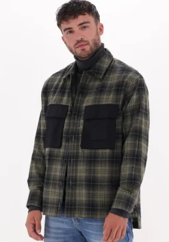 groene calvin klein overshirt contrast pocket check overshirt