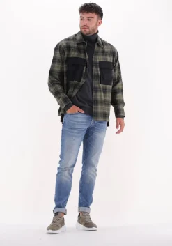 groene calvin klein overshirt contrast pocket check overshirt