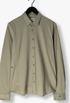 groene cast iron casual overhemd long sleeve shirt twill jersey 2 tone