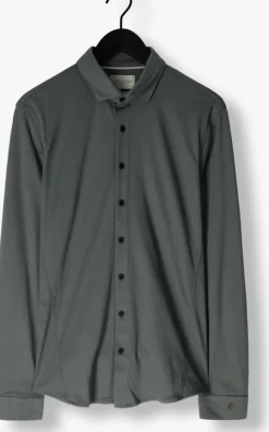 groene cast iron casual overhemd long sleeve shirt cf tec tone interlock jersey