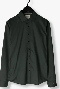 groene cast iron klassiek overhemd long sleeve shirt ctn comfort sateen