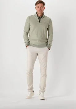 groene cast iron trui half zip collar cotton stretch