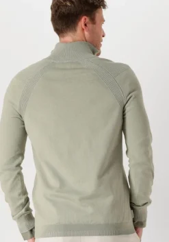 groene cast iron trui half zip collar cotton stretch