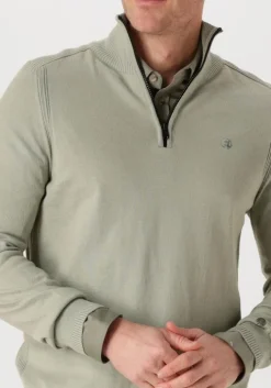 groene cast iron trui half zip collar cotton stretch