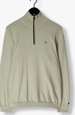 groene cast iron trui half zip collar cotton stretch